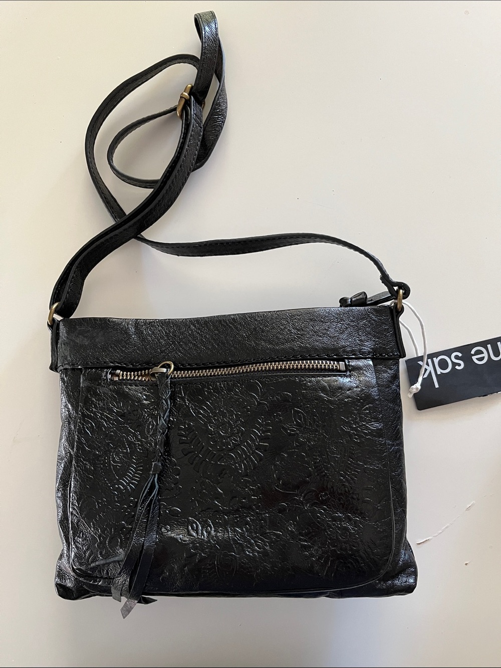 The Sak  Sanibel Leather Crossbody Bag in Black NWT